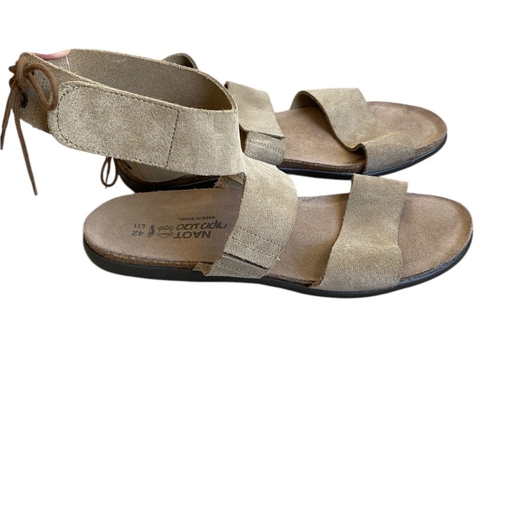 Naot tan suede ankle strap comfort sandals